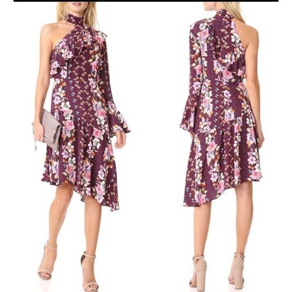 NWT PARKER NY $365 size 6 elixir meadow floral dress cold shoulder asymmetrical